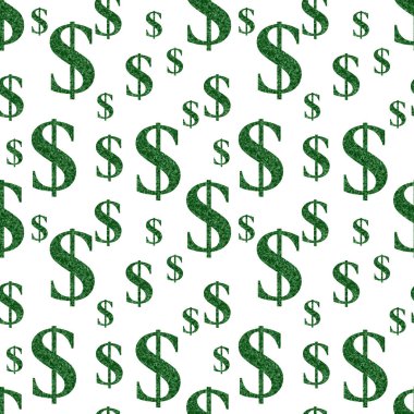 Green and white Dollar Sign on seamless background that repeats for your money or dollar message