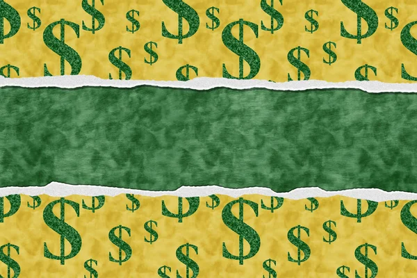 Money Border Green Dollar Sign Yellow Copy Space Your Money — Zdjęcie stockowe