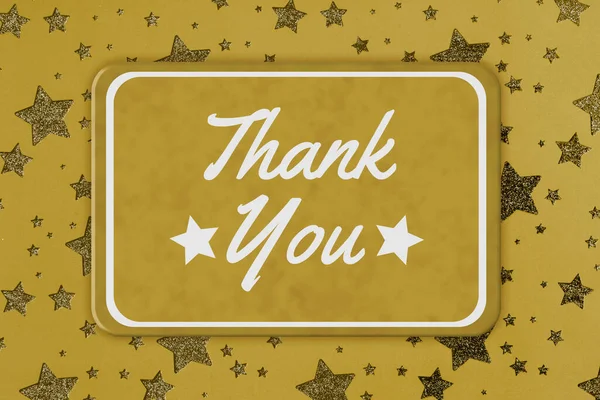 Thank You Hanging Gold Sign Glitter Stars — Zdjęcie stockowe