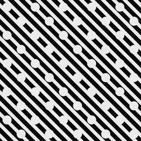 White Polka Dots Black White Striped Textured Fabric Background Seamless — Stock Photo, Image