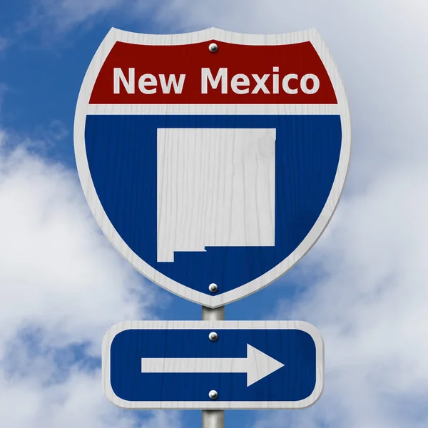 Road Trip New Mexico Red White Blue Interstate Highway Road — Stock Photo, Image