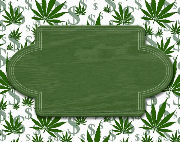 Puste Zielone Drewno Znak Zielonej Marihuany Znaków Dolara Miejsca Kopię — Zdjęcie stockowe