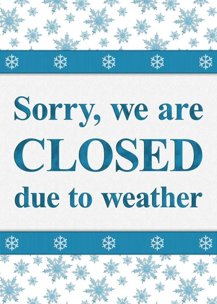 青と白の雪のフレークが付いている天候のため閉鎖 — ストック写真