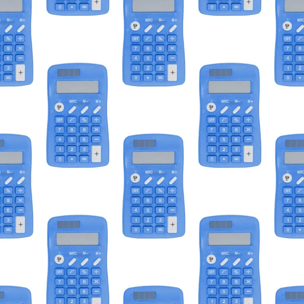 Blauw Witte Calculator Naadloze Achtergrond Die Voor Wiskunde Herhaalt Berekent — Stockfoto