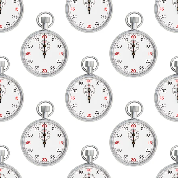 Zilver Wit Stopwatch Naadloze Achtergrond Die Herhaalt Voor Tijd Horloge — Stockfoto