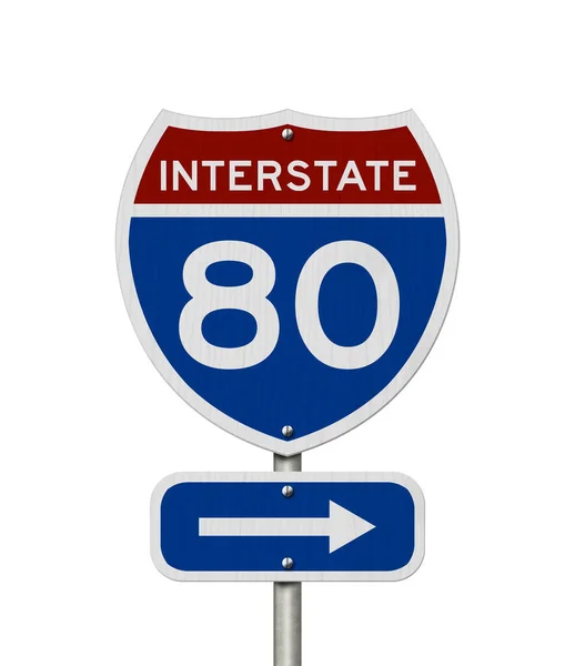 Interstate États Unis Rouge Bleu Panneau Routier Isolé Sur Blanc — Photo