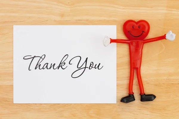 Thank You Greeting Card Desk Happy Smiling Heart Thanking Your — Stock Photo, Image