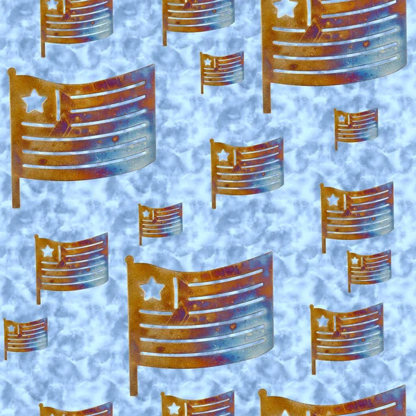 Blue Gold Metal Usa Flag Seamless Background Repeats Your American — Stock Photo, Image