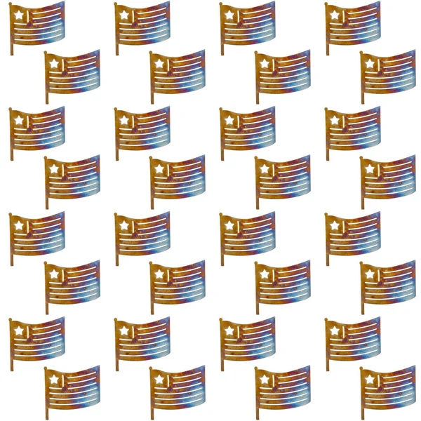 Blue Gold Metal Usa Flag Seamless Background Repeats Your American — Stock Photo, Image