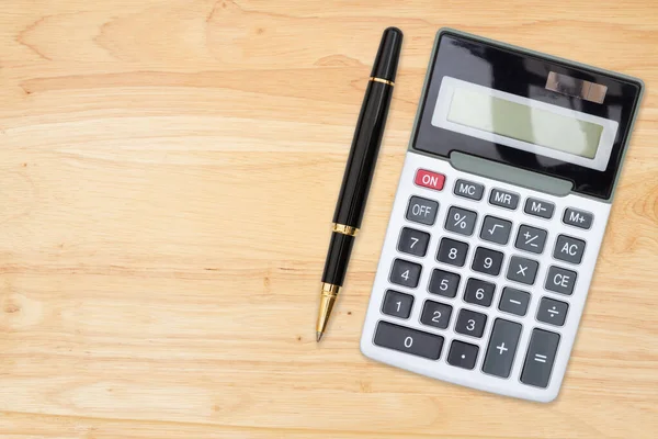 Finden Sie Ihre Finanzen Mit Einem Taschenrechner Mit Stift Auf — Stockfoto