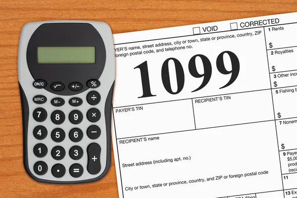 Doing Your Taxes Freelancer Calculator Usa 1099 Form Desk — Stock Photo, Image