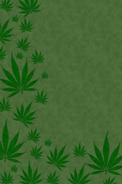 Yeşil üzerine yeşil kenevir içeren ot sınırı ve ot veya marihuana mesajınız için kopyalama alanı