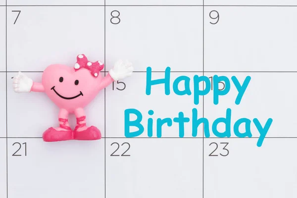 Happy Birthday Reminder Date Calendar Happy Smiling Heart Wishing Customers — Stock Photo, Image