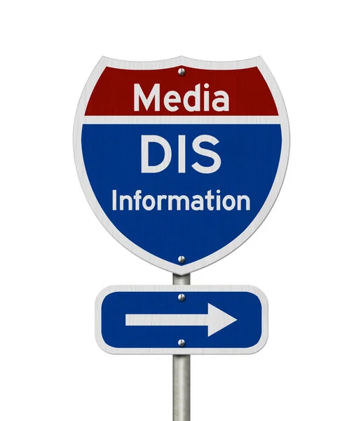 Mensaje Desinformación Los Medios Comunicación Cartel Carretera Estadounidense Aislado Blanco — Foto de Stock