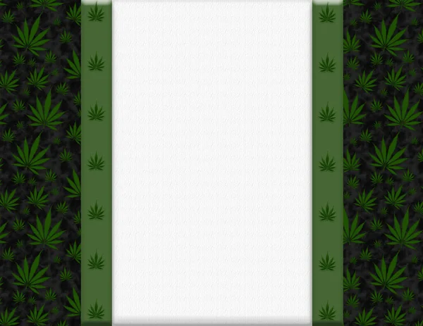 Bordure Des Mauvaises Herbes Avec Cannabis Vert Sur Noir Avec — Photo
