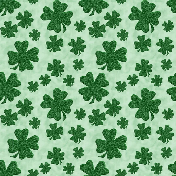 Green Shamrock Seamless Background Repeats Your Patricks Luck Message — стоковое фото