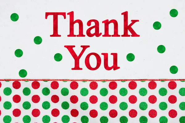 Thank You Message Red Green Polka Dots White Sparkles Felt — Stock Photo, Image