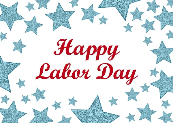 Happy Labor Day greeting with red, white and blue USA flag stars