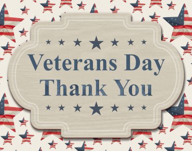 Gaziler Günü. Kırmızı, beyaz ve mavi Amerikan bayrak yıldızlarıyla imzalayın.