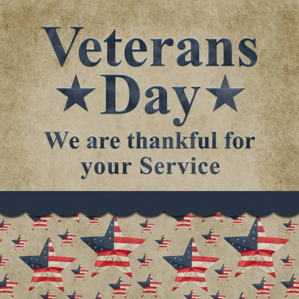 Veterans Day Thank You sign with retro red, white and blue US flag stars