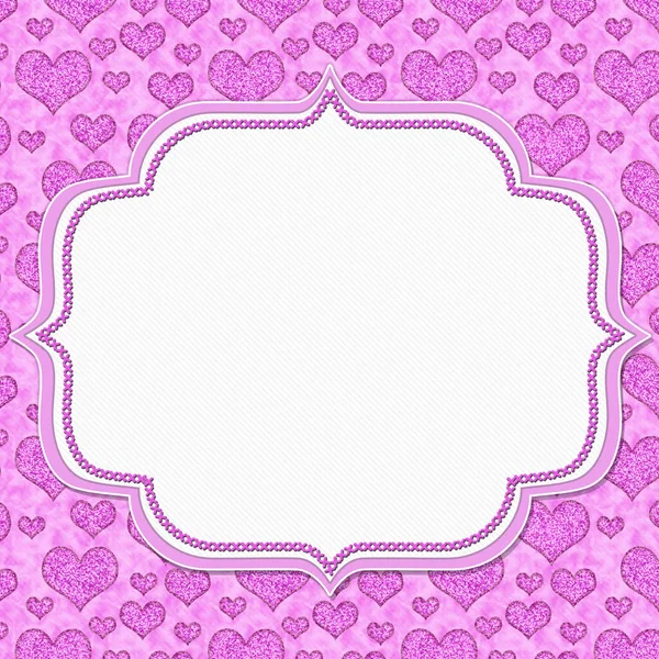 Love Border Pink Heart White Copy Space Your Love Message — Stock Photo, Image