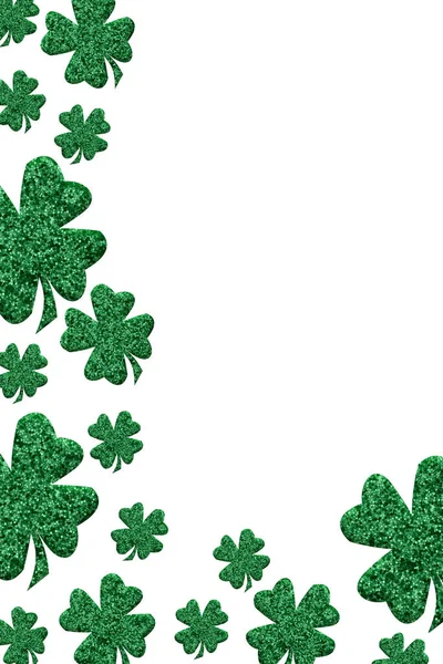 Patricks Border Green Shamrock Isolated White Copy Space Your Patricks — Stock Photo, Image