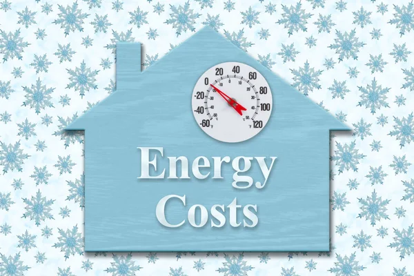 Energy Costs House Sign Blue Snowflakes — Stock Photo, Image