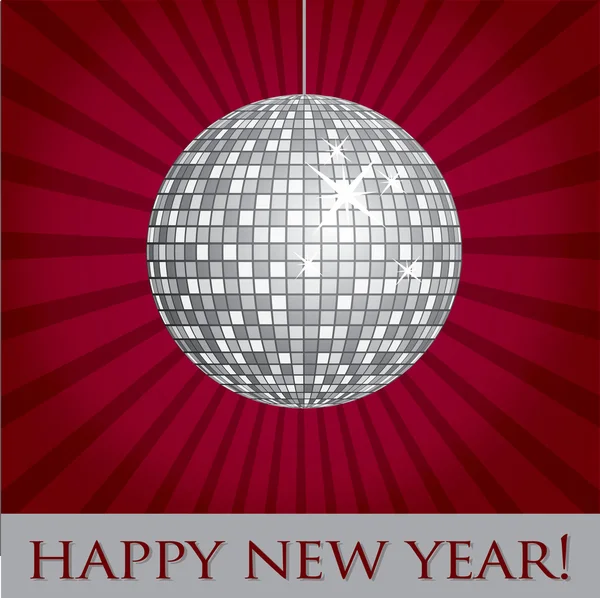 Disco ball fun happy new year card — Stock Photo, Image