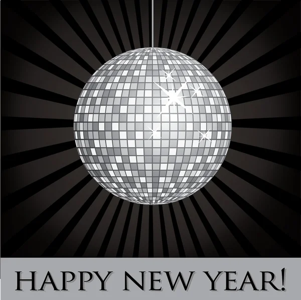 Disco bal plezier gelukkig nieuwjaarskaart — Stockfoto