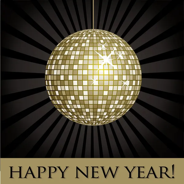 ディスコ ボール楽しい幸せな新年カード — ストック写真