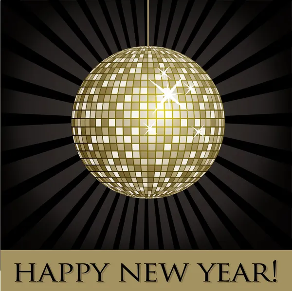 Disco ball fun happy new year card — Stock Photo, Image