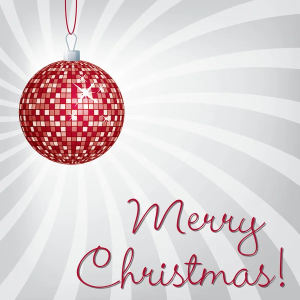 Red mirror ball Merry Christmas card — Stock Photo, Image