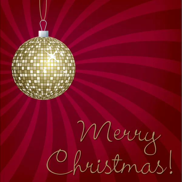 Bola de espelho de ouro Feliz cartão de Natal — Fotografia de Stock