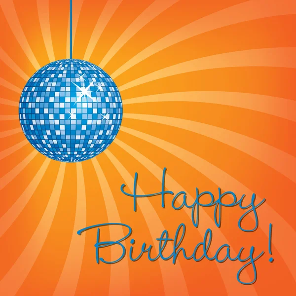 Blue disco ball Happy Birthday card — Stock Photo, Image