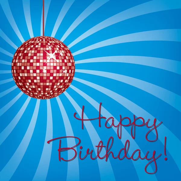 Red disco ball Happy Birthday card — Stock Photo, Image