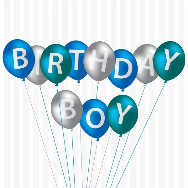 Birthday Boy blue balloon card — Stock Photo, Image