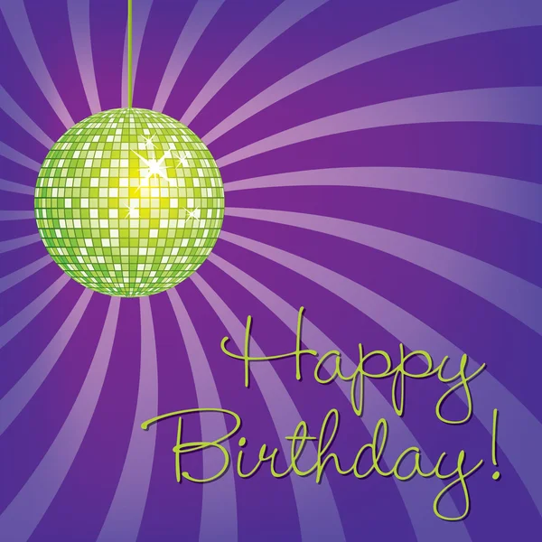 Yeşil bir disko topu mutlu doğum günü kartı — Stok fotoğraf