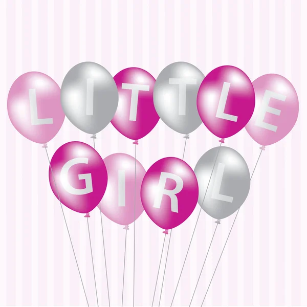 小女孩粉色气球卡 — 图库照片
