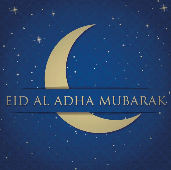 Silver crescent moon "Eid Mubarak" (Blessed Eid) card — Stock Photo, Image