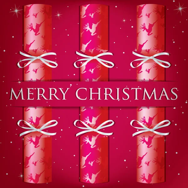 Merry Christmas reindeer cracker card — Stock Photo, Image