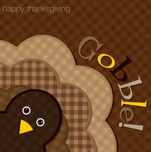 Hiding turkey plaid Thanksgiving card — Stock Photo, Image