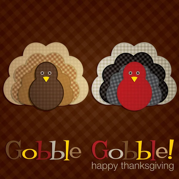 Plaid kalkoen Thanksgiving kaart — Stockfoto