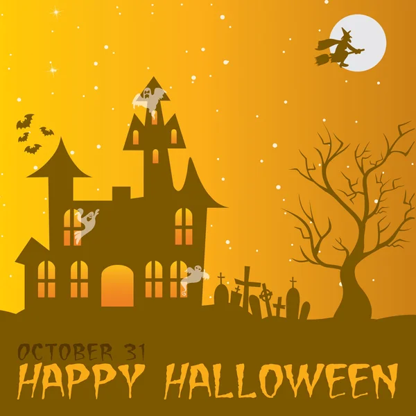 Casa embrujada "Feliz Halloween" tarjeta —  Fotos de Stock