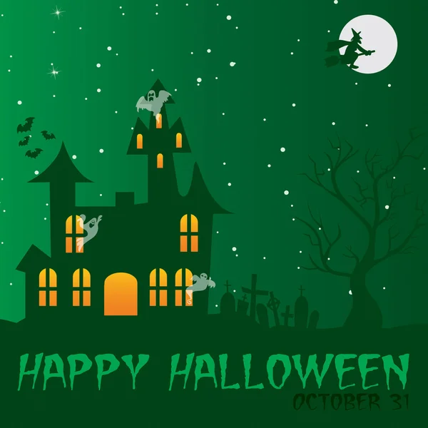 Casa stregata "Buon Halloween" carta — Foto Stock