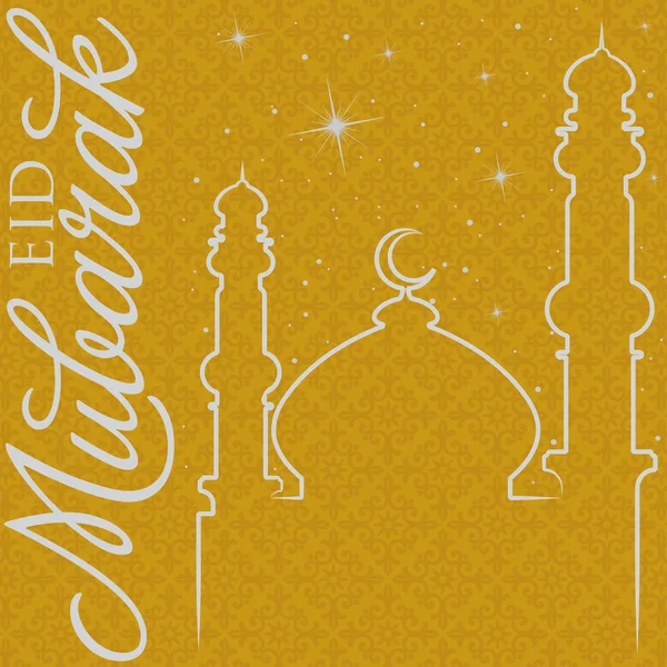 손으로 그린 아이드 Mubarak (축복 Eid) 인사말 카드 — 스톡 사진