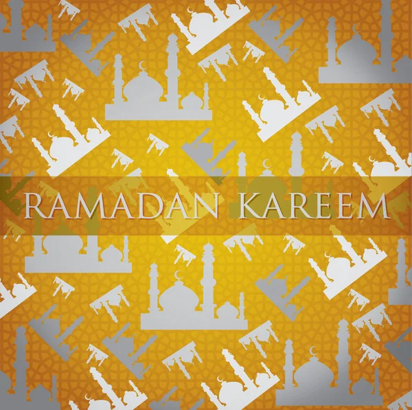 Ezüst mecset "Ramadan Kareem" (Nagylelkű Ramadán) szórólap — Stock Fotó