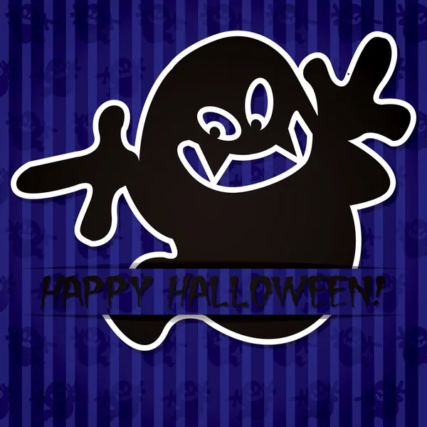 Cartão de autocolante Ghost 'Happy Halloween' — Fotografia de Stock