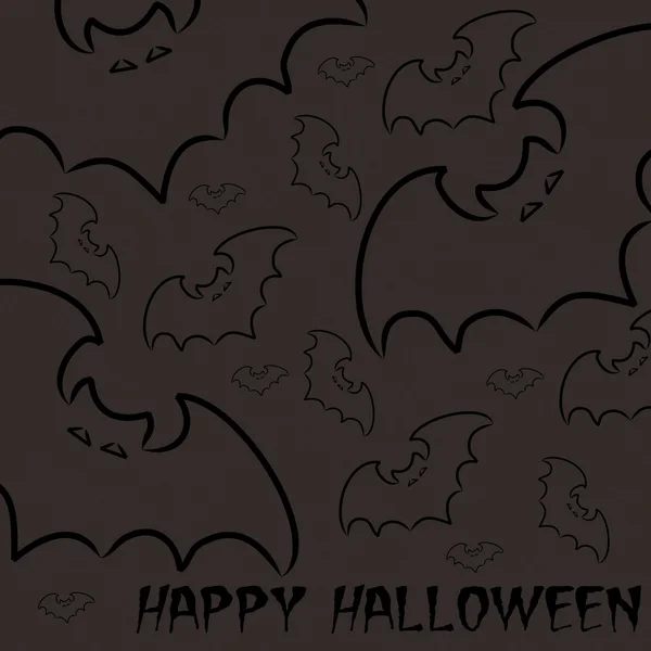Bat mão desenhada cartão 'Feliz Halloween' — Fotografia de Stock