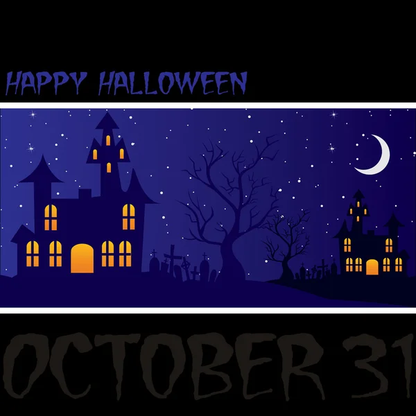 Karta "happy halloween" strašidelný dům — Stock fotografie