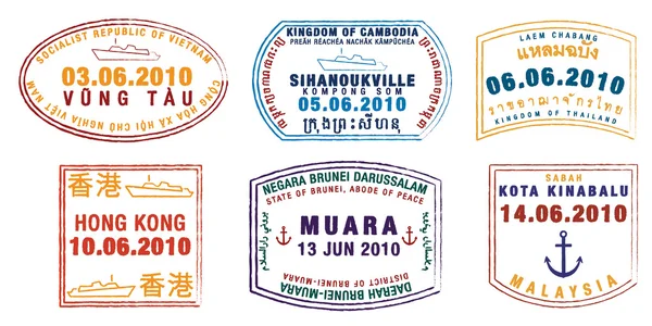 Asian passport stamps in vector format — Stock Photo, Image